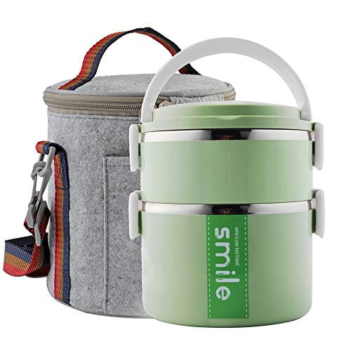 Ybobk Home Bento Box Stainless Steel Insulated Microwave Safe Stackable Lunch Container With Bag For S Green Canada Bento Box Stainless Steel Insulated