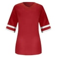 thumbnail image 5 of Fgnfyis T-Shirt Décontracté à Manches Courtes Col en V Coupe Ample pour Femmes Rouge TG, 5 of 5