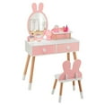 thumbnail image 2 of Barara King Kids Vanity Set,Makeup Table Chair Set,Kids Vanity Table and Chair Set with Drawer Shelf and Rabbit Mirror-Pink, 2 of 9