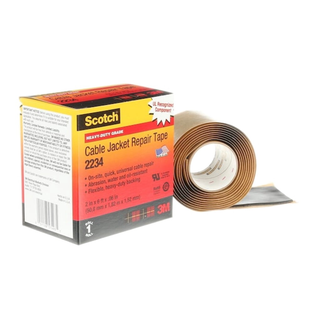 3m Electrical Tape, Rubber, Black, 2 yd L, 2 in W 2234-2X6FT