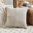thumbnail image 2 of 2 Packs Decorative Throw Pillow Covers for Living Room Couch Bed, Farmhouse Boho Home Decor, Soft Corss Corduroy Patchwork Textured Square Cushion Case, 2 of 6
