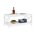 thumbnail image 3 of Alden Design  39.5 in 2-Tier Wood x Design Coffee Table with Storage Shelf for Living Room, White, 3 of 11
