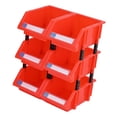 thumbnail image 1 of Caja de herramientas de hardware perfecl contenedor de almacenamiento apilable 6 piezas rojo, 1 of 8