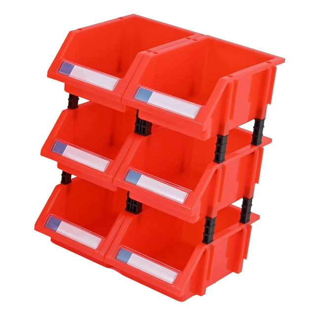 Caja de herramientas de hardware perfecl contenedor de almacenamiento apilable 6 piezas rojo