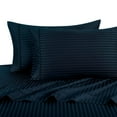 thumbnail image 1 of Twin Size Sheets, Navy, 100% Cotton Sheets, Deep Pocket, Cool Cotton Sateen, Smooth Striped Pattern Weaved Bed Sheets, 1 of 3