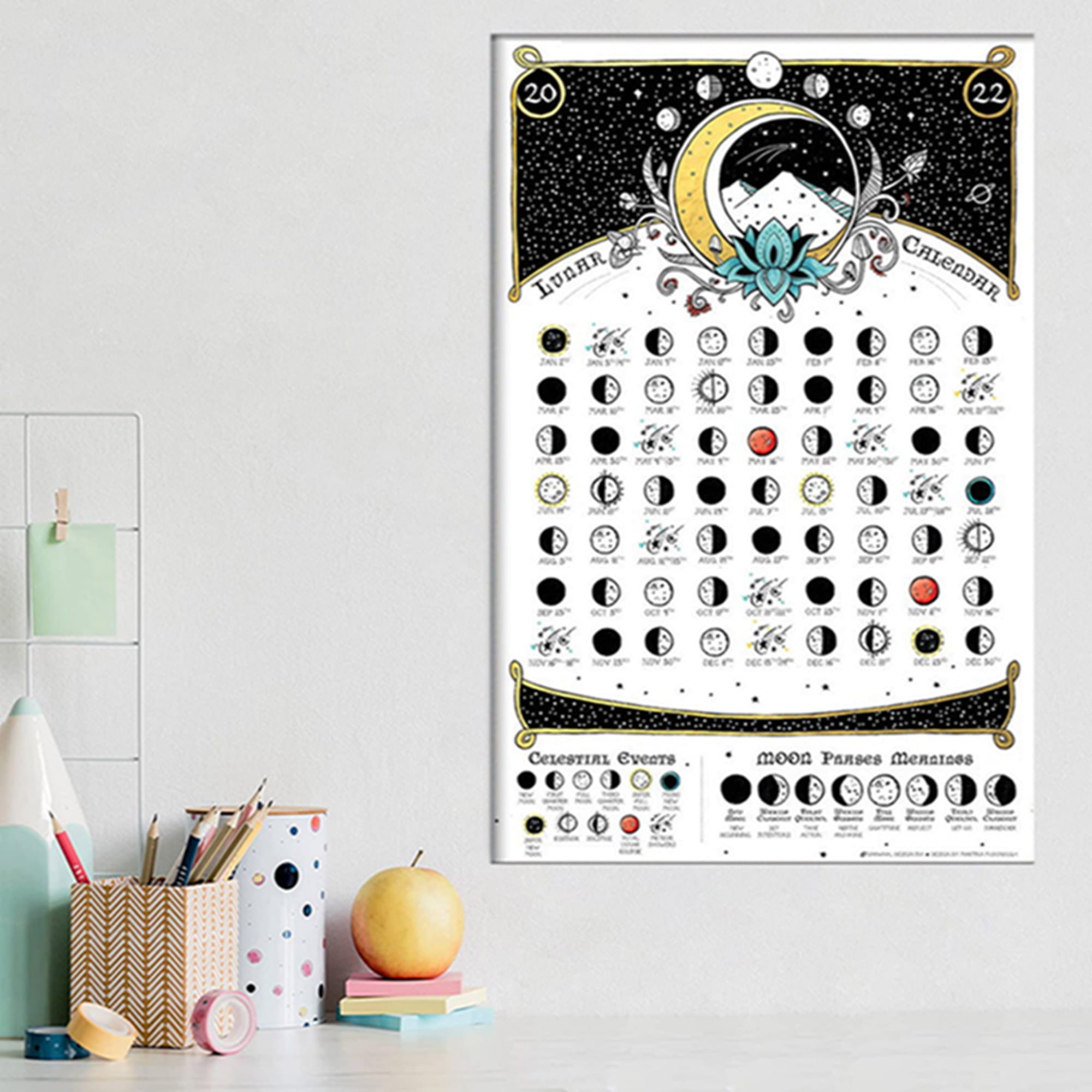 Amuver 2022 Dark Forest Lunar Calendar with 12 Original Illustrations,Colorful Waterink Wall Calendars,12 x 24 Opened Oversize Animals Calendars Home Art House Office Decor Amuver 2022 Dark Forest Lunar Calendar with 12 Original Illustrations,Colorful Waterink Wall Calendars,12 x 24 Opened Oversize Animals Calendars Home Art House Office Decor