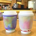 thumbnail image 4 of BAGnoREGio Soft Crystal Velvet Coffee Sleeve 2-Pack, Reusable Insulated Cozy for Hot & Iced Drinks(Yellow/Pink), 4 of 5