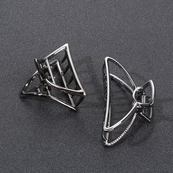 COOPHYA 2Pcs Strong Grip Hair Claw Clips Metal Clip For Women Girls Curved Triangular Hollow Design 11.8*7.9*3.9in