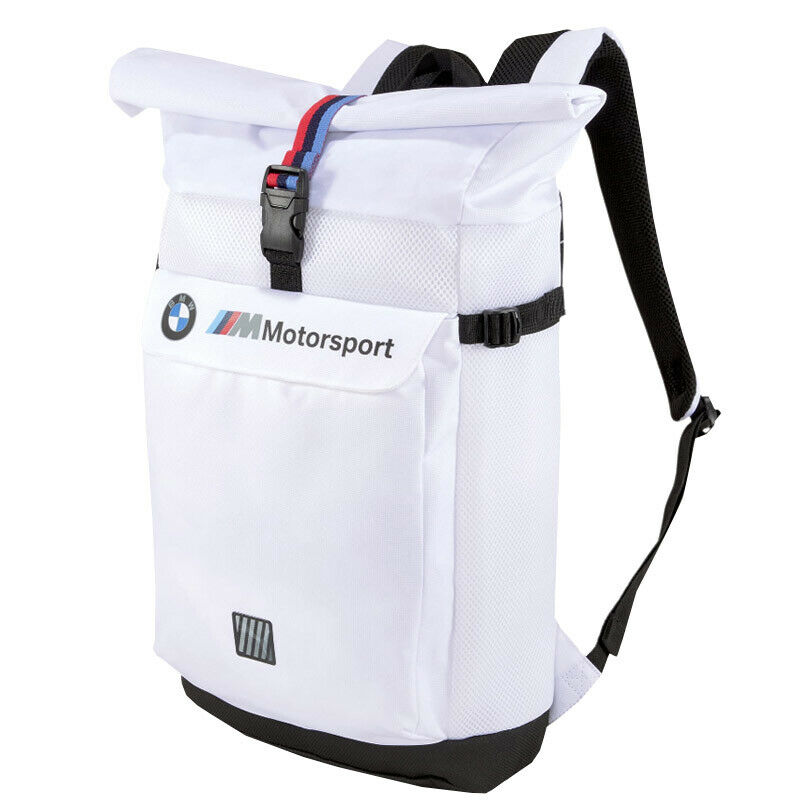 Puma BMW M Motorsport Roll Top Utility Lifestyle Backpack Bag 076897 White  OS