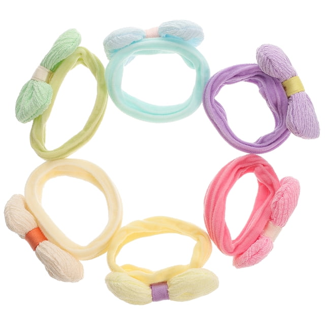 6pcs Bow Hair Rings Girls Elastic Hair Ropes Small Fresh Rubber Band Hair Accessories