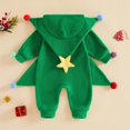 thumbnail image 4 of Guvpev T'oddler Christmas Tree Costume, Unisex B'aby Christmas Holiday Outfit, Colorful Bobbles Hooded Long Sleeve Romper Jumpsuit, Zipper Front, Loose Legs, Funny Xmas Clothes, 4 of 8