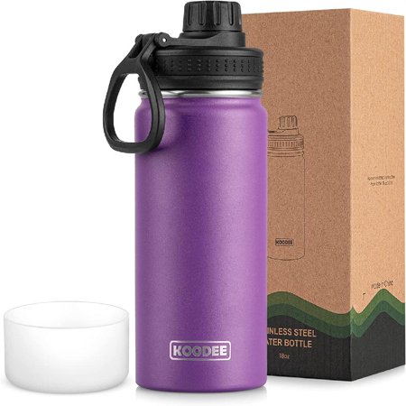 

Insulated Water Bottle 18 oz Stainless Steel Double Wall Vacuum Wide Mouth Sport Bottle with Leakproof Spout Lid (Purple)