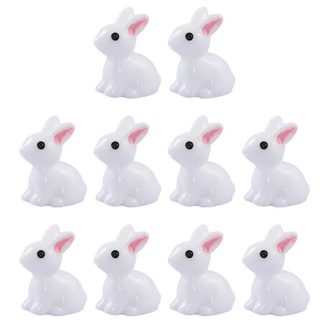 10 piezas de mini conejos, figuras de conejos en miniatura, figuras de conejos en miniatura, conejos de Pascua en miniatura, modelo de conejo de resina J6K3