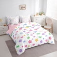 thumbnail image 2 of spefrowx Colorful Bow Floral Queen Bedding for Kids, Love Heart Star Dots Bedding Comforter Set Queen, Pink Reversible, 7pcs, 2 of 6