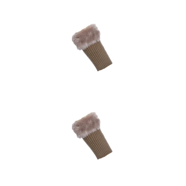 Sonducket 1 par de calentadores de piernas de piel, accesorio de ropa elegante y sencillo, cubierta de calcetín para mujer, ropa de exterior Caqui 2Conjunto