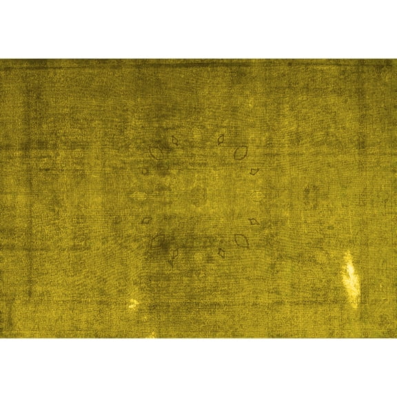 Ahgly Company Machine Washable Indoor Rectangle Persian Yellow Traditional Area Rugs, 5' x 7'