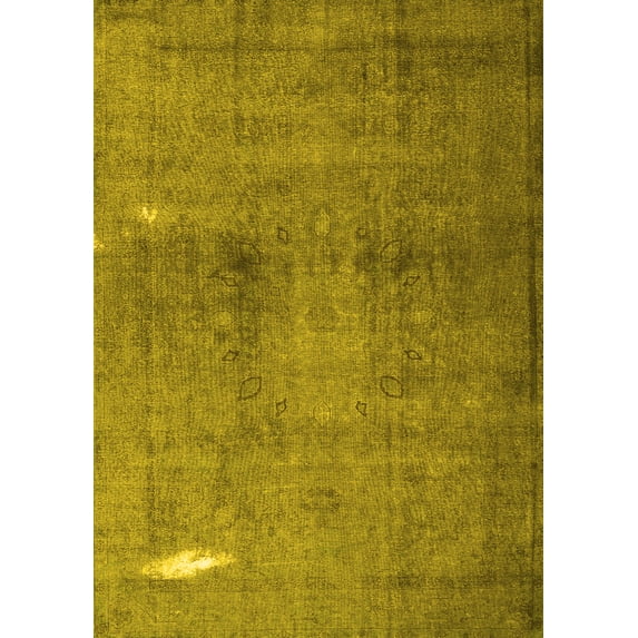 Ahgly Company Machine Washable Indoor Rectangle Persian Yellow Traditional Area Rugs, 7' x 9'