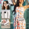 thumbnail image 6 of Asuwish Phone Case for iPhone 16 Pro Max 6.9 in Zipper Wallet Detachable Cell Cover with Tempered Glass Screen Protector Crossbody Lanyard Strap Bling Glitter Flip Card Holder Slot Women Girls White, 6 of 8