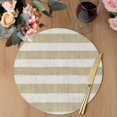 thumbnail image 3 of Cream Striped Round 13 Inch Placemats Set of 6, Farmhouse Vintage Brown Stripes HeatResistant Non Slip Place Mats for Dining Table, Wipeable Braided Kitchen Table Mats for Housewarming, 3 of 9