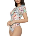 thumbnail image 2 of Gaeub Passport Stamp Women'S Short Sleeve One Piece Swimsuit Sexy High-Waisted Bodysuit For Swimming, Beach, Sports - Large, 2 of 9