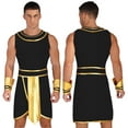 thumbnail image 6 of Doomiva Men's Egyptian Pharaoh Costume Ancient Greek Roman Toga Costumes Halloween Fancy Dress Black XXL, 6 of 7
