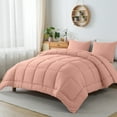 thumbnail image 6 of King Size 3-Piece All-Season Down Alternative Comforter Set Dusty Pink (Comforter and Pillowcase Bedding Set / bed in a bag) for Adults and Teens by KINMEROOM, 6 of 6