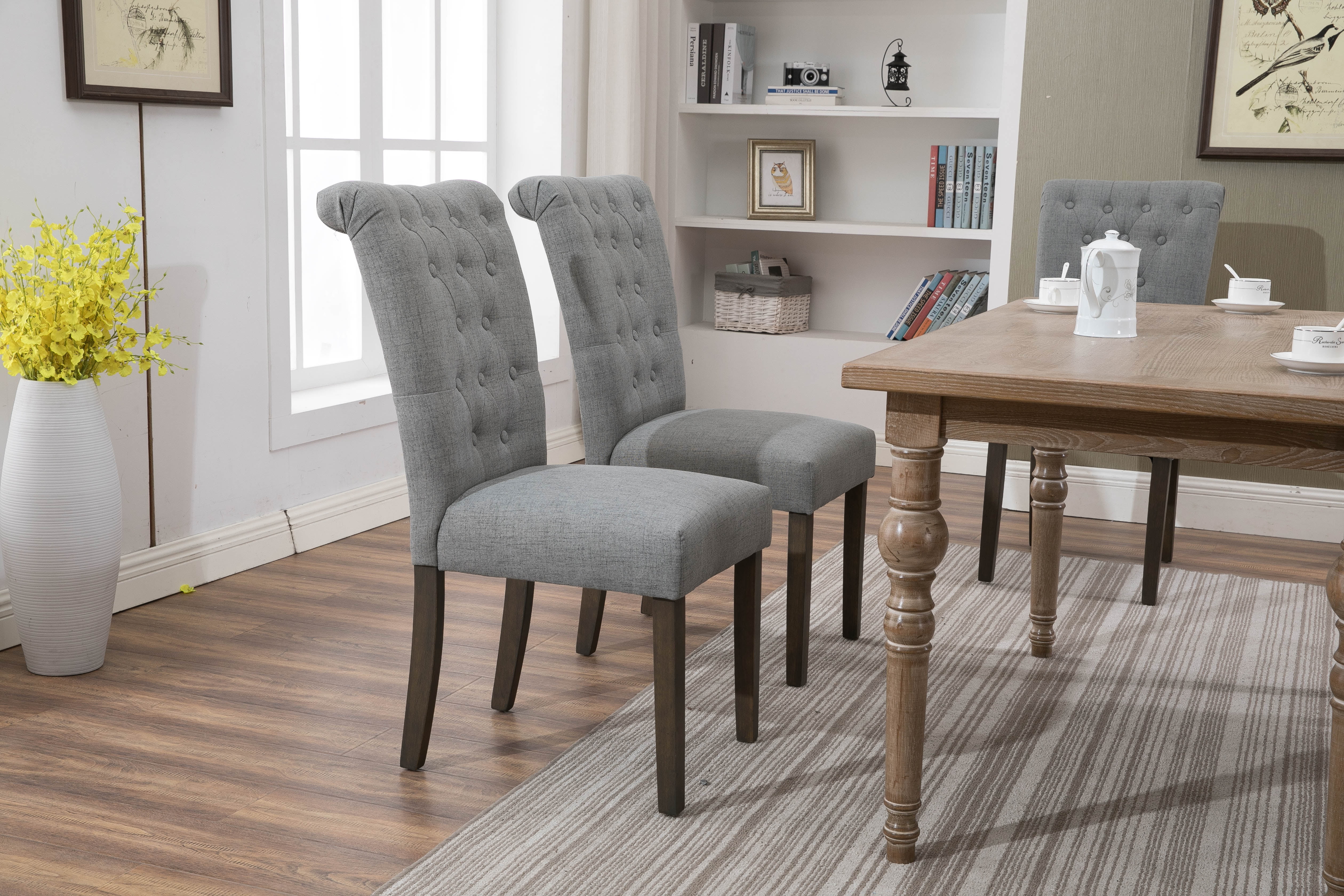 upholstered chairs in dining room