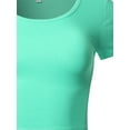 thumbnail image 4 of A2Y Women's Basic Cute Scoop Neck Cotton Short Sleeve Crop Top Blue Mint S, 4 of 5