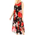 thumbnail image 3 of Sakkas Aba Women's Casual Summer Floral Print Sleeveless Loose Dress Cover-up - B-Red - One Size, 3 of 5