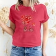 thumbnail image 1 of T-shirt à Manches Courtes Imprimé Amour de la Saint-Valentin pour Femmes, Col Rond, 1 of 1