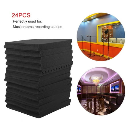 24pcs Acoustic Panels Wedge Sound Proofing Foam Sheet With Adhesive Backing Sound Absorption Foam Anti Noise Deadening