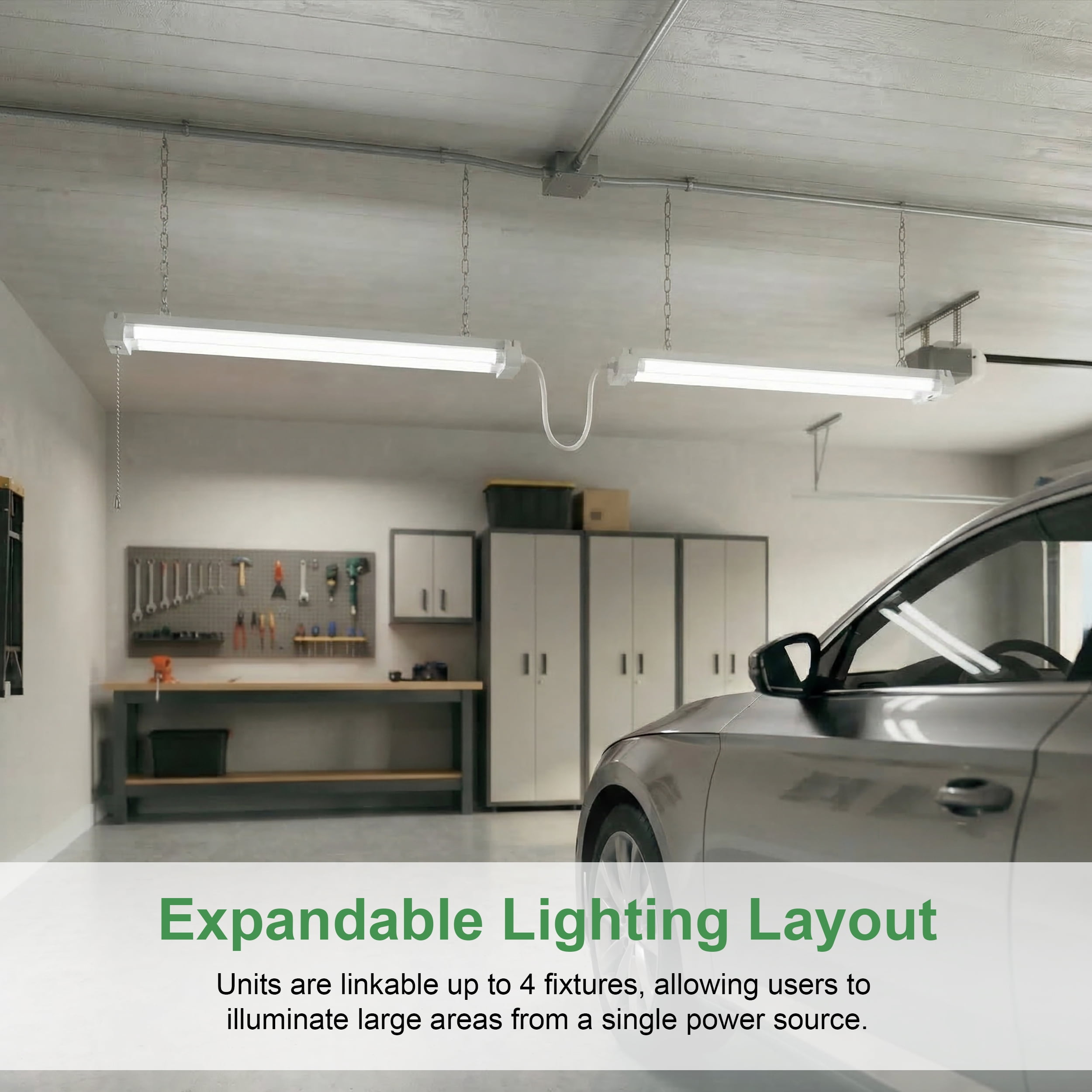 MaxLite 4 feet LED Shop Light Fixture, 43W 120V, 43W 5000K, Linkable, for Garage, Workshop, Basement, Warehouse, White