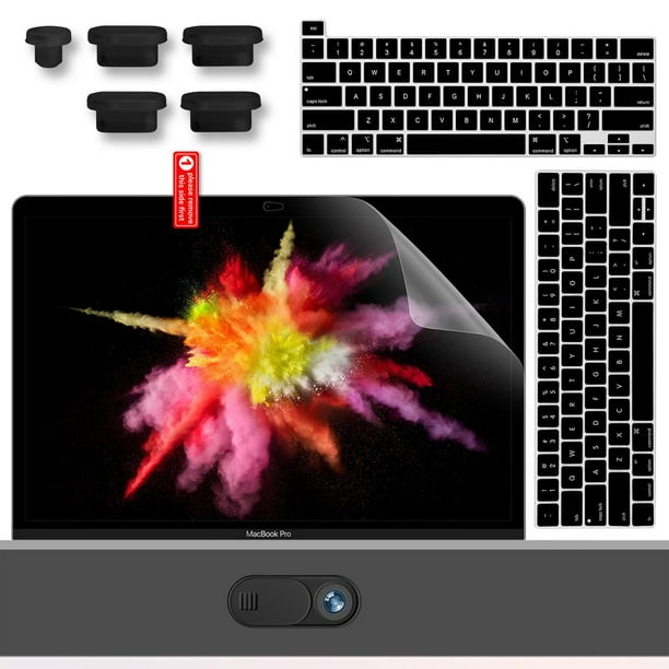 New MacBook Pro 13 Inch 2020 2019 Protection Accessories Kit A2338 w/ M1 A2251 A2289 A2159 A1989 A1708,GMYLE Webcam Cover, Dust Plugs, Keyboard Cover, Screen Protector 4 in 1 (Black) - Walmart.com