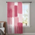 thumbnail image 4 of Pink Geometric Sheer Curtains 54 Inches Long, Watercolor Ombre Modern Abstract Art Light Filering Curtains, Breathable Simi Curtain Privacy Drapes for Kitchen Bathroom Nursery Small Window Treatment, 4 of 9