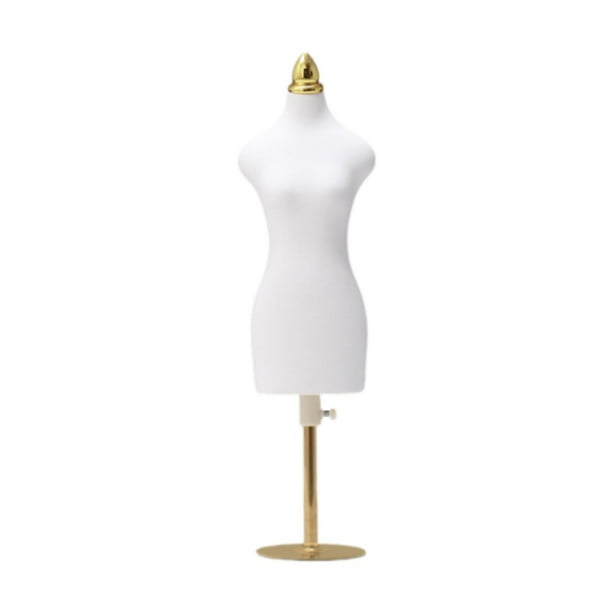 Maniquí de costura recortado con forma de vestido de muñeca, modelo de mini modista de moda creativa L y base de oro