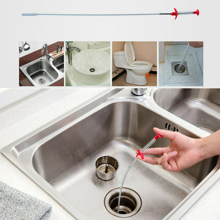 Bluelans Flexible Barbed Drain Sink Snake Cleaner Bathroom Kitchen Clog  Hair RemoverFlexible Barbed Wand,Hair Remover,Durable,No Chemical 