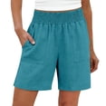 thumbnail image 3 of Womens Lightweight Shorts Summer Casual Loose Trendy Pants Elastic Waist Comfy Shorts by Yigetop Blackish Green L, 3 of 6