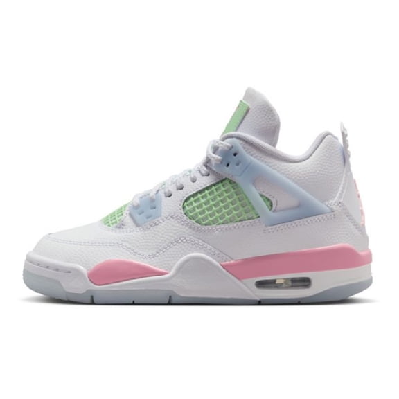 Big Kid's Jordan 4 Retro "V-Day" White/Med Soft Pink-Half Blue (IB7068 100) - 7