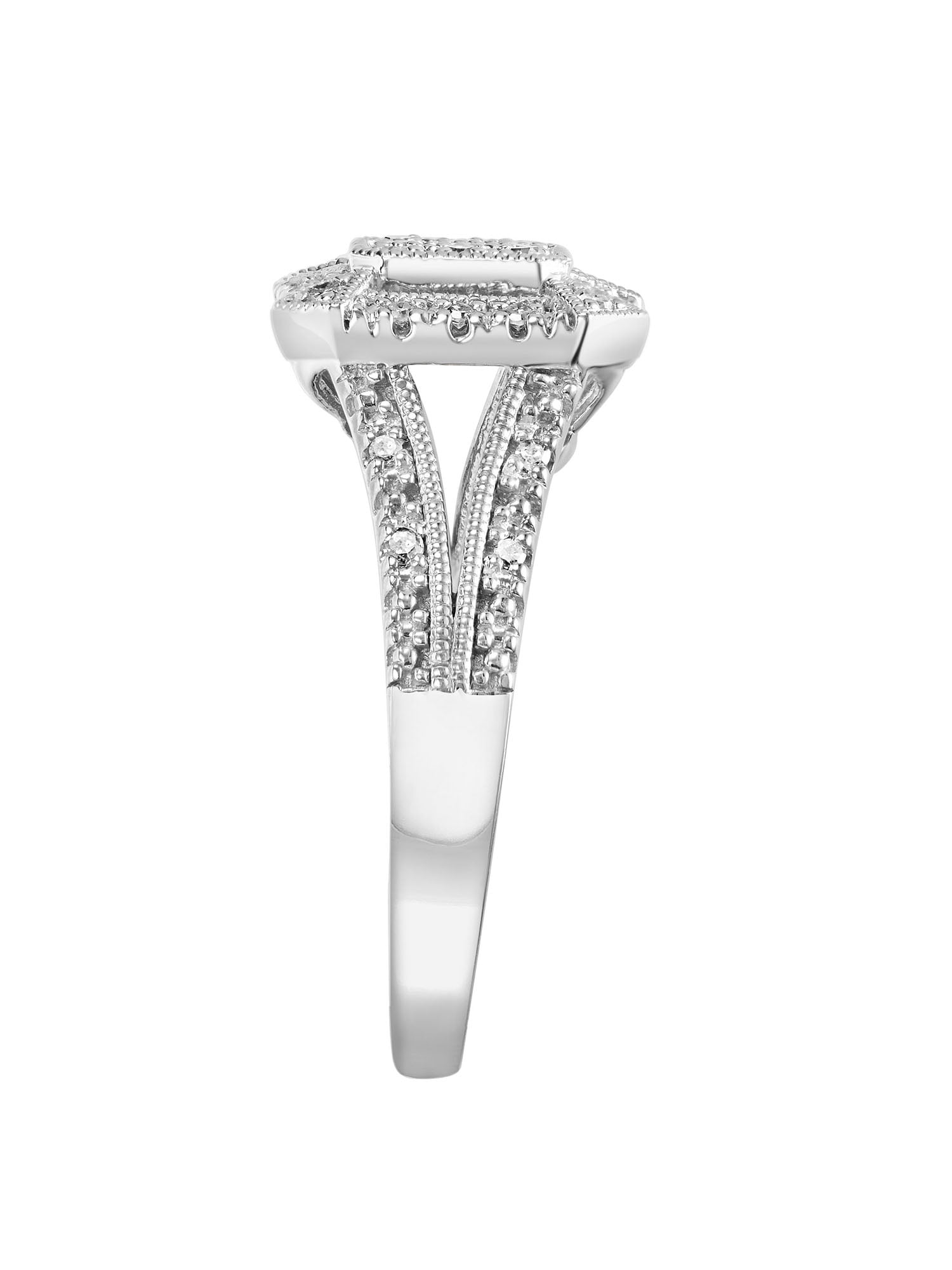Keepsake 1/4 Carat T.W. Diamond Square Halo 2-Piece Bridal Set in Sterling Silver