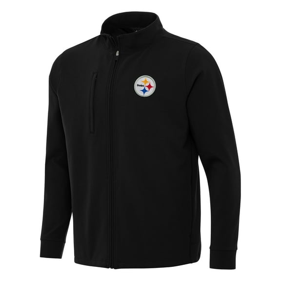 Men's Antigua Black Pittsburgh Steelers Regard Full-Zip Jacket