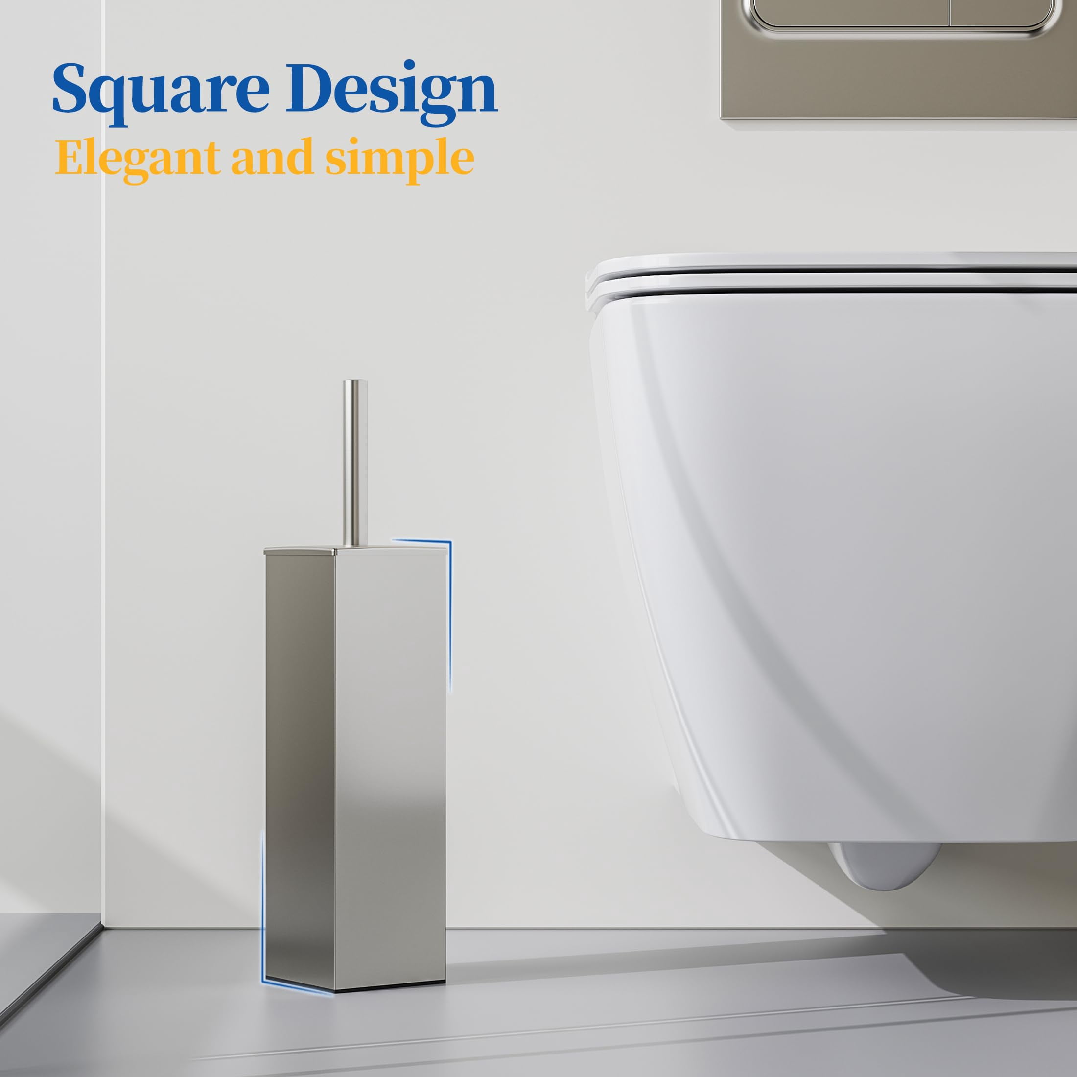 Toilet Brush and Holder Set Square Bowl Brushed Nickel 1 Pack