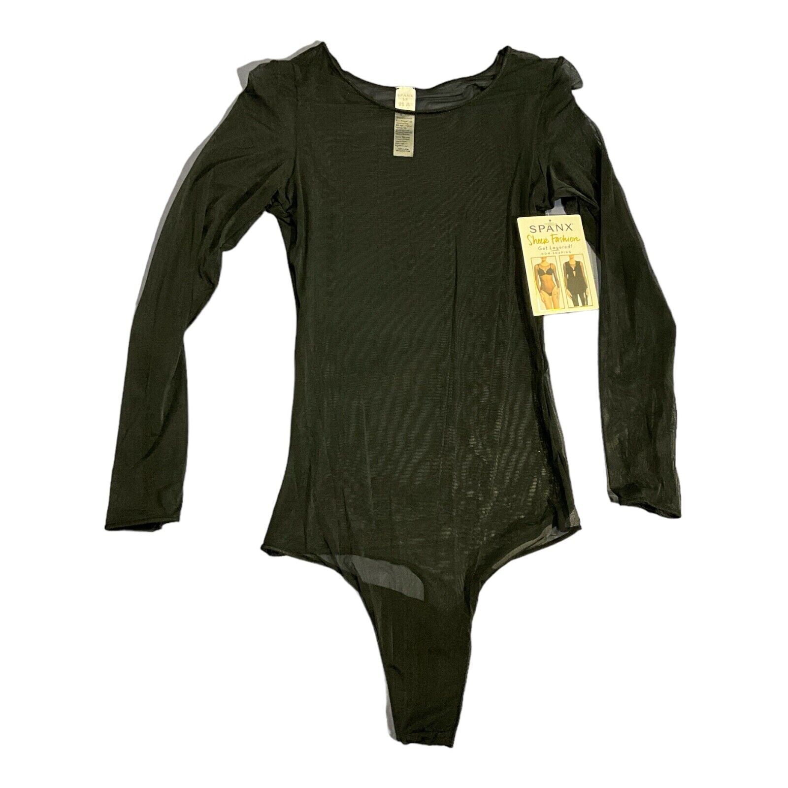 Spanx Women's Sheer Mesh Thong Bodysuit - Black (20119) (2X Spanx Women's Sheer Mesh Thong Bodysuit - Black (20119) (2X