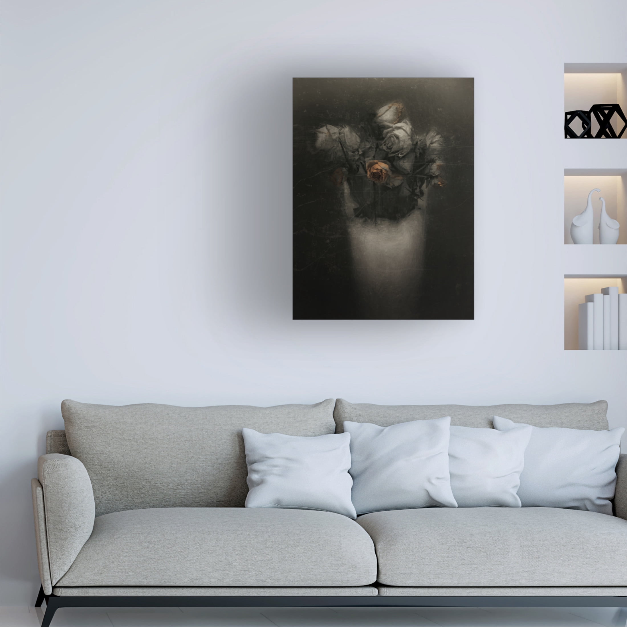Canvas Wall Art - Gilbert Claes 'Grieving Red Old Roses' Wall Art for Living Room, Bedroom, or Office D?cor by Trademark Fine Art - 18 x 24 Inches