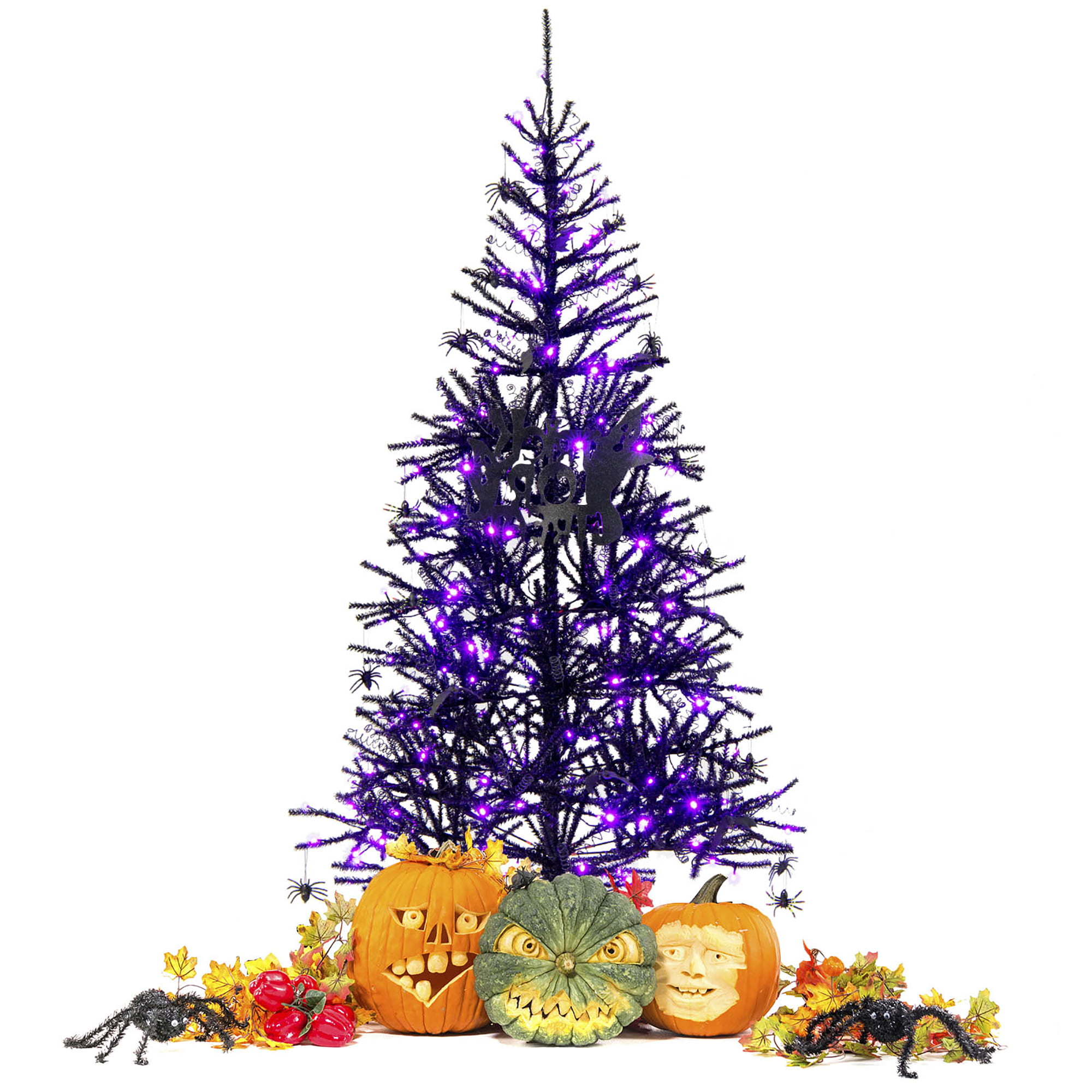 Christmas Halloween Plastic Tree Ornaments Purple Green Black 2