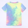 thumbnail image 3 of Girls Tie Dye Shorts Set 2 Piece Outfit Summer Set for Kids Sportwear Short Sleeve Pullover Top and Biker Shorts Set, 3 of 7
