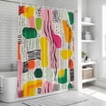 thumbnail image 5 of Contemporary Color Block Shower Curtain Set - Small 36" x 72" Washable Bathtub Curtain with 12 Hooks, Striped Abstract Art Waterproof Fabric Stall Shower Curtains for Bathroom/Bathtub Décor, 5 of 6