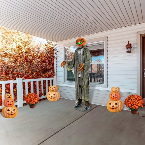 78" Animated Halloween Pumpkin Man, Motion Activated