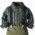 thumbnail image 5 of 3-6 Months Infant Baby Boy 2Pcs Long Sleeves Gentleman Outfit Clothes Sets 9 12 18 Months 2T 3T 4T 5T 6T Formal Bowtie Shirt Suspender Pants Wedding Dress Suits Toddler Boys Winter Clothes,Green, 5 of 5