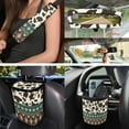 thumbnail image 4 of Garronmavis 15pcs Southwest Aztec Trendy Automobile Interior Sets Car Front Seat Cover Rear Bench Cover Steering Wheel Cover Seat Belt Cover Coasters Air Vent Phone Holder Trash Can, 4 of 7