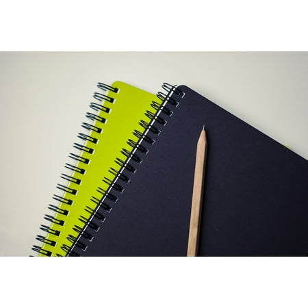 Custom Printed Notepads Canvas Print Pencil Office Paper Notebook Black Green Notepad Stretched Canvas 32 x 24 ()